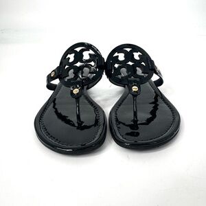 Tory Burch Miller Sandals Patent Leather Black